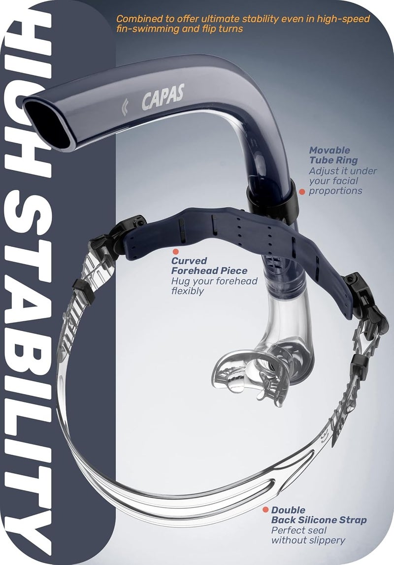 Capas Training Swim Snorkel for Lap Swimming, Swivel Headband Ultimate Fit Center-Mount Swimmers Snorkel with Liquid Silicone Mouthpiece Adjustable Strap, Designed for Adult Men Women - Image 4